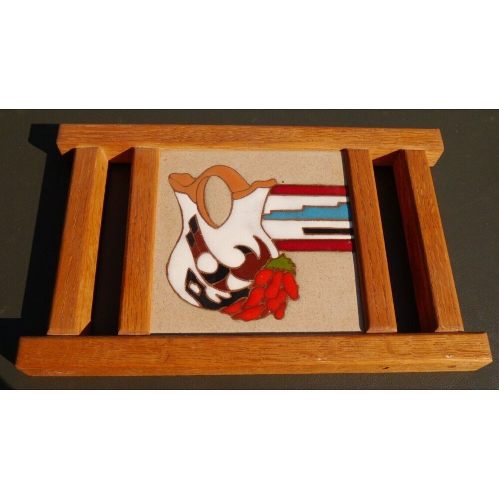 Southwest Ceramic Tile Art Wedding Vase 12 x 7.5" Wall Hanging Italy Redware Oak
